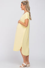 Yellow Raw Hem Basic Maternity Dress