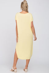 Yellow Raw Hem Basic Maternity Dress