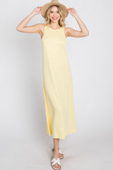 Yellow Low V-Back Sleeveless Midi Dress