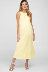 Yellow Low V-Back Sleeveless Maternity Midi Dress