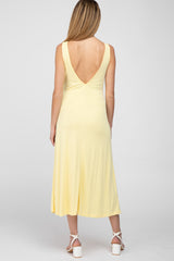 Yellow Low V-Back Sleeveless Maternity Midi Dress