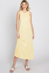 Yellow Low V-Back Sleeveless Midi Dress