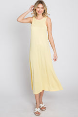 Yellow Low V-Back Sleeveless Midi Dress