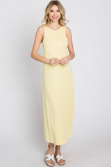 Yellow Low V-Back Sleeveless Midi Dress