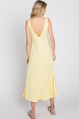 Yellow Low V-Back Sleeveless Midi Dress