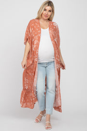 Peach Floral Paisley Ruffle Hem Maternity Cover-up