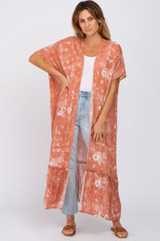 Peach Floral Paisley Ruffle Hem Cover-up