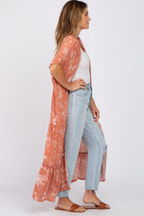 Peach Floral Paisley Ruffle Hem Cover-up