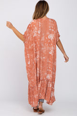 Peach Floral Paisley Ruffle Hem Cover-up