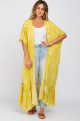 Yellow Floral Paisley Ruffle Hem Cover-up