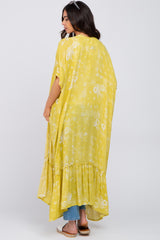 Yellow Floral Paisely Ruffle Hem Maternity Cover-up