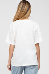 White Oversized Pocket Front Short Sleeve Maternity Top