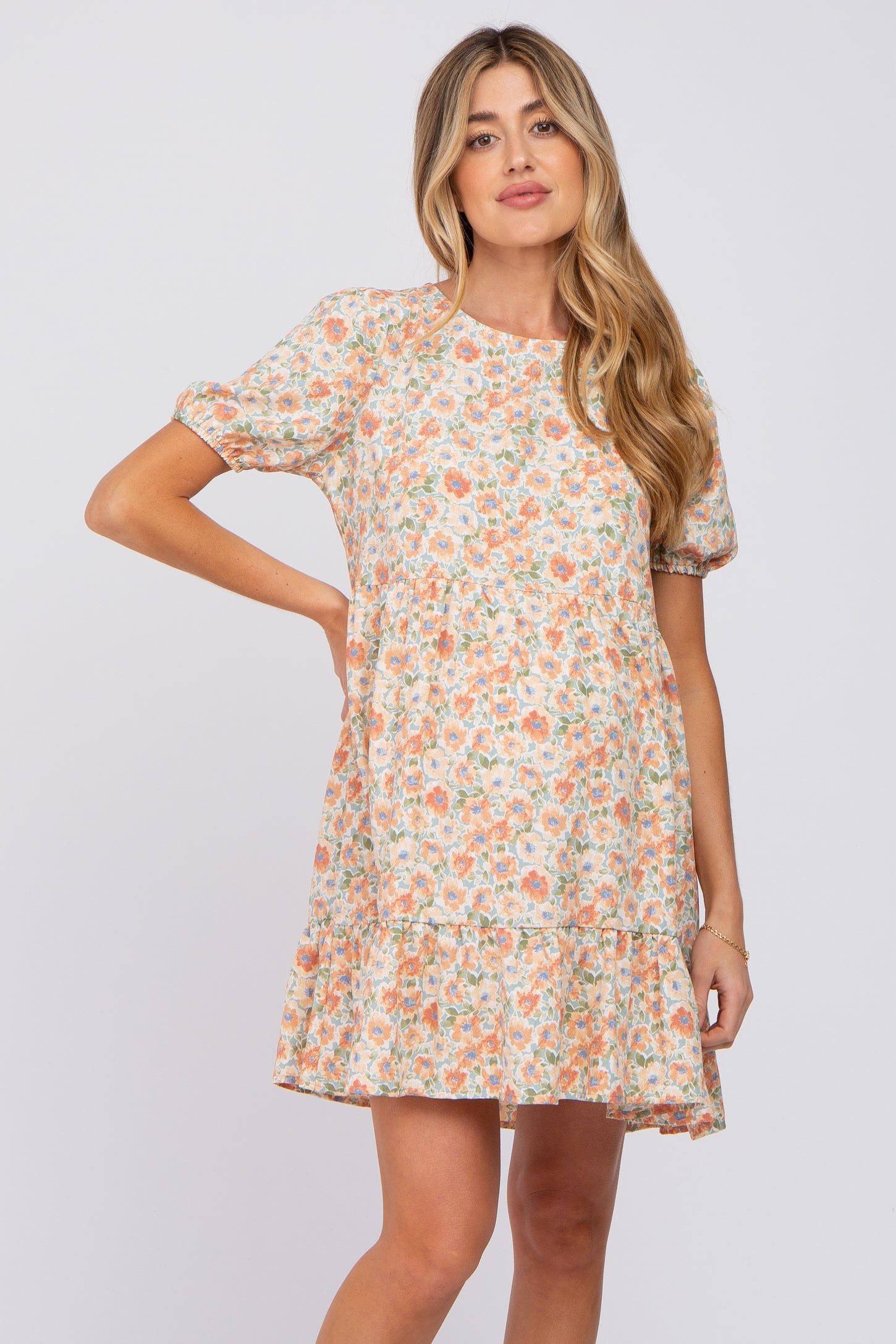 Short sleeve outlet ruffle hem dress