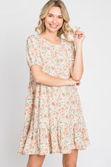 Sage Floral Short Sleeve Ruffle Hem Maternity Dress