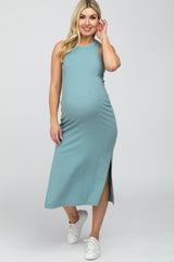 Mint Green Racerback Basic Maternity Midi Dress