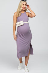 Lavender Racerback Basic Maternity Midi Dress