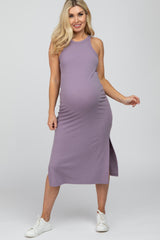 Lavender Racerback Basic Maternity Midi Dress