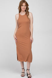 Camel Racerback Basic Midi Dress