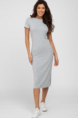 Grey Tie Up Back T-Shirt Dress