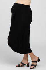 Black Wrap Maternity Midi Skirt