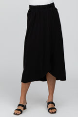 Black Wrap Midi Skirt