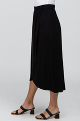 Black Wrap Midi Skirt