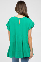 Emerald Green Ruffle Sleeve Tiered Maternity Top