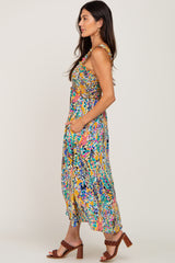 Yellow Printed Smocked Maxi Dress