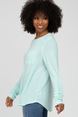 Mint Green Long Sleeve Front Pocket Top