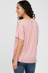 Pink Pocket Front Short Sleeve Top