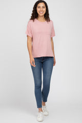 Pink Pocket Front Short Sleeve Top