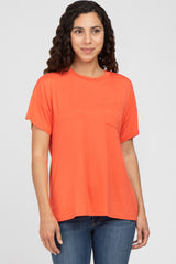 Coral Pocket Front Short Sleeve Maternity Top