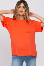 Coral Pocket Front Short Sleeve Maternity Top