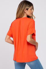 Coral Pocket Front Short Sleeve Maternity Top