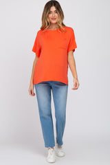 Coral Pocket Front Short Sleeve Maternity Top