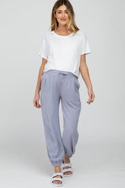 Periwinkle Drawstring Maternity Crop Pants