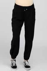 Black Drawstring Maternity Crop Pants