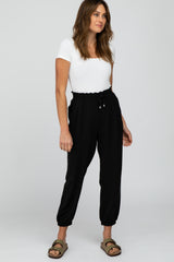 Black Drawstring Maternity Crop Pants