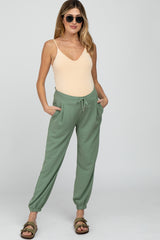 Olive Drawstring Maternity Crop Pants