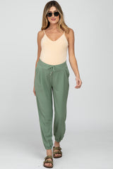 Olive Drawstring Maternity Crop Pants