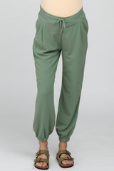 Olive Drawstring Maternity Crop Pants