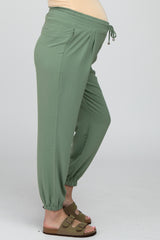 Olive Drawstring Maternity Crop Pants