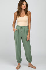 Olive Drawstring Maternity Crop Pants