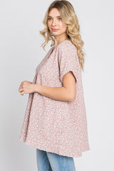 Pink Floral Raw Hem Cuffed Top