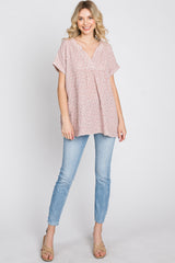 Pink Floral Raw Hem Cuffed Top