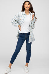 Beige Plaid Lightweight Button Up Top