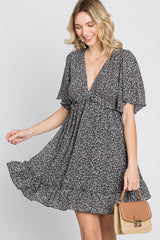 Black Floral Ruffle Accent Cutout Maternity Dress