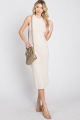 Taupe Ribbed Cross Back Cutout Dress