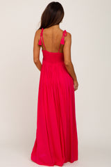 Fuchsia Crochet Lace Maxi Dress