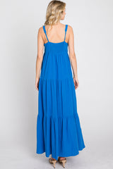 Blue Sleeveless Ruffle Tiered Maxi Dress